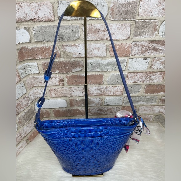 Brahmin Blue Croc-Embossed Shoulder Bag - Picture 11 of 14